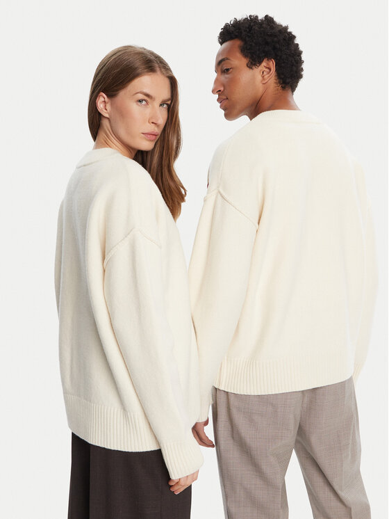 AMI Paris AMI Paris Kardigán BFUKC006.018 Ekru Regular Fit