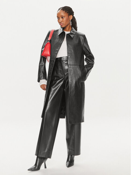 Calvin Klein Calvin Klein Bőr kabát K20K207081 Fekete Oversize