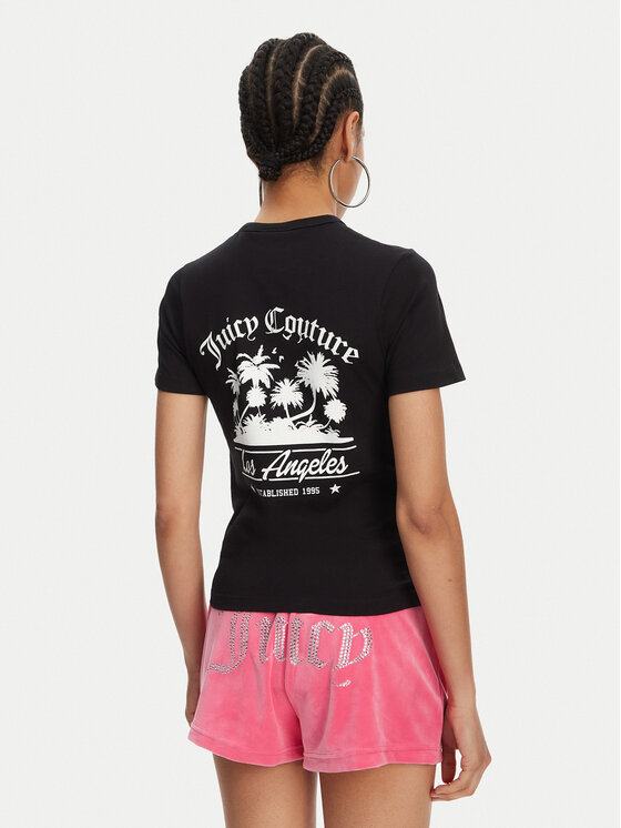 Juicy Couture Juicy Couture Marškinėliai La Beach JCWCT125319 Juoda Regular Fit