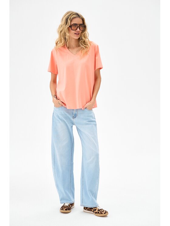 blue shadow blue shadow T-Shirt Mango Pomarańczowy Regular Fit
