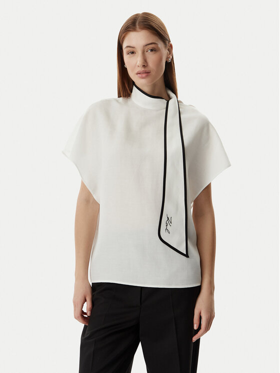 KARL LAGERFELD Bluză B2W11015 Crem Loose Fit