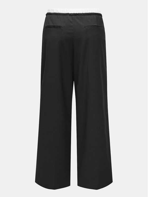 ONLY ONLY Kalhoty z materiálu Tille 15338509 Černá Straight Fit