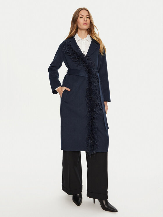 TWINSET TWINSET Gyapjú kabát 242TP2065 Sötétkék Regular Fit