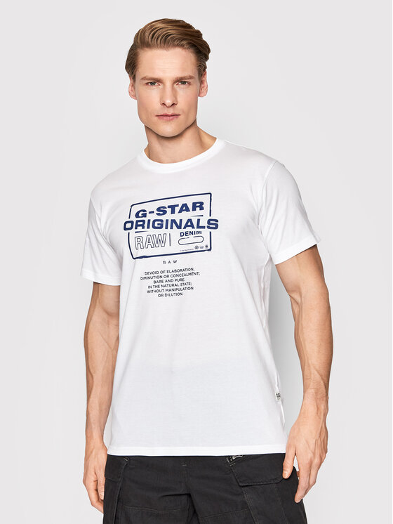 G-Star Raw G-Star Raw T-särk Originals Logo D21181-336-110 Valge Regular Fit