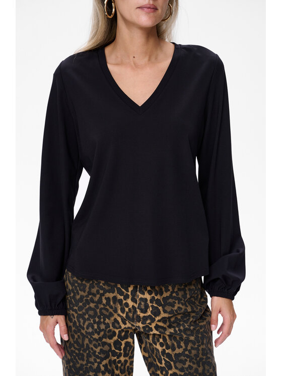 blue shadow blue shadow Bluzka Liczi Czarny Regular Fit