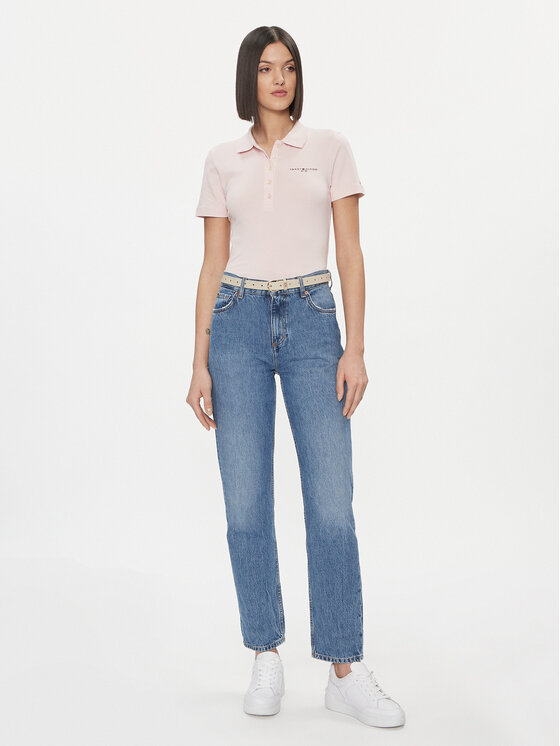 Tommy Hilfiger Tommy Hilfiger Pólóing Logo WW0WW41032 Rózsaszín Slim Fit