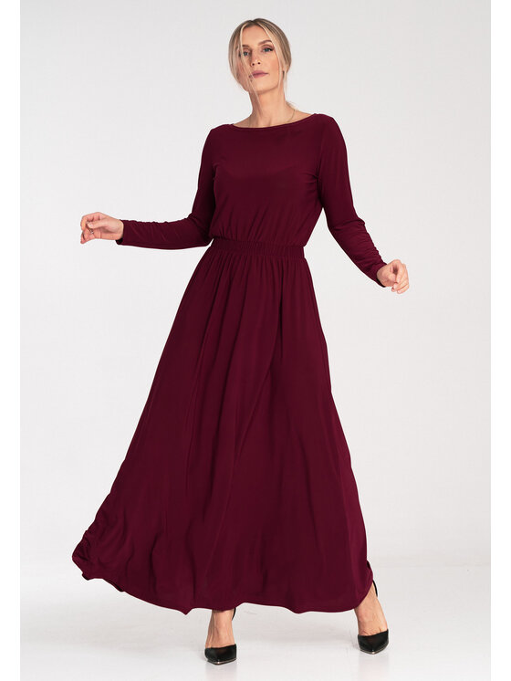 FIGL FIGL Koktejlové šaty M1052 Bordová Classic Fit