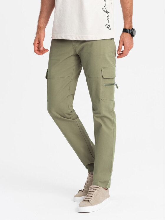 Ombre Ombre Spodnie dresowe OM-PACG-0204 Zielony Regular Fit
