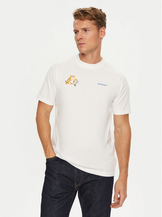 Off-White Off-White T-Shirt OMAA027T22JER0070145 Biały Regular Fit