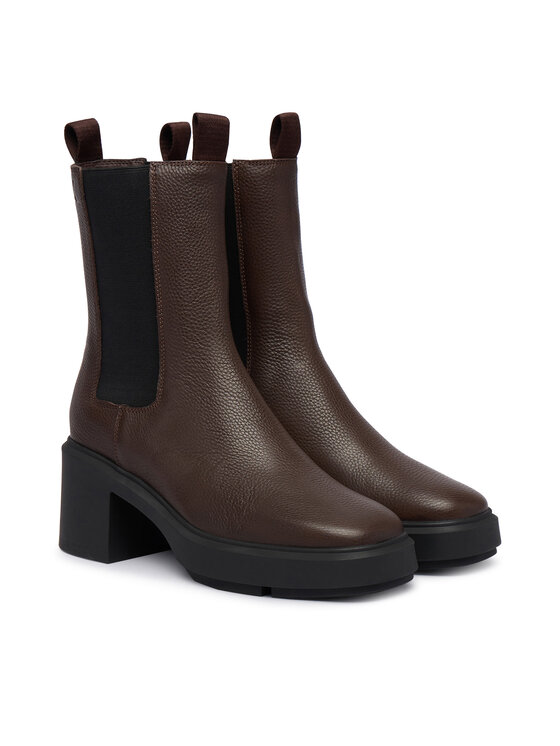 Calvin Klein Calvin Klein Μποτάκια Block Heel Chelsea Boot Lth HW0HW03694 Σκούρο καφέ