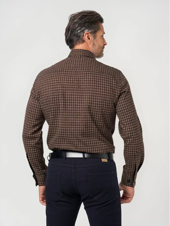 Willsoor Willsoor Koszula 43223sl Brązowy Slim Fit