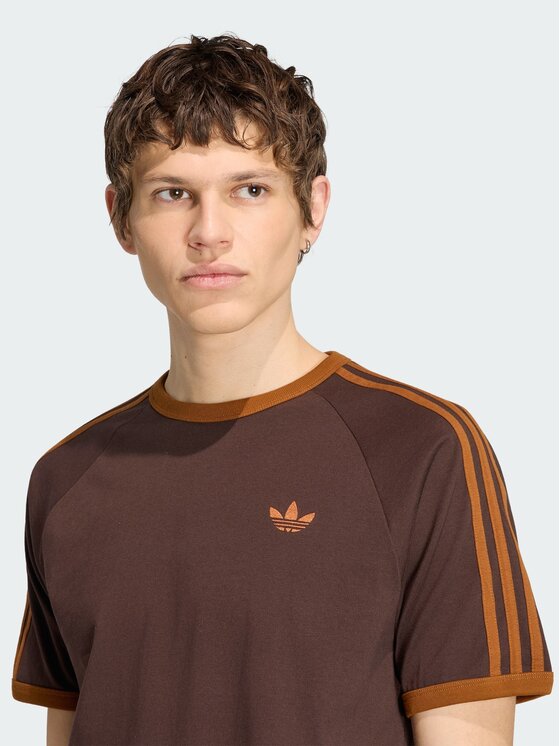 adidas adidas T-Shirt 3-Stripes Brązowy Regular Fit