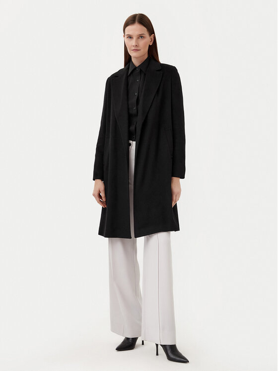 Motivi Motivi Cappotto di lana 0044Q000531N Nero Regular Fit