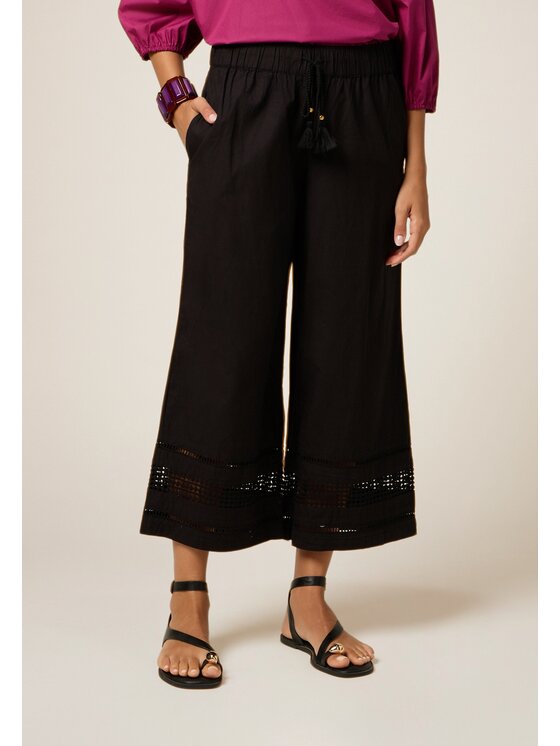 Oltre Oltre Pantaloni di tessuto P264J002329N033 Nero Baggy Fit
