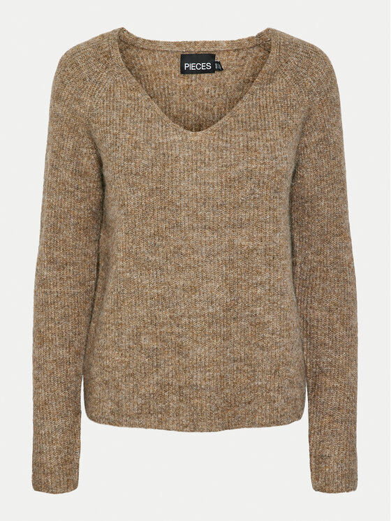Pieces Pieces Sweter Ellen 17114251 Brązowy Regular Fit