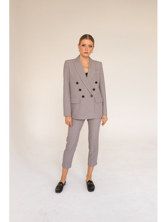 Entelier Entelier Marynarka luźna Szary Comfortable Fit