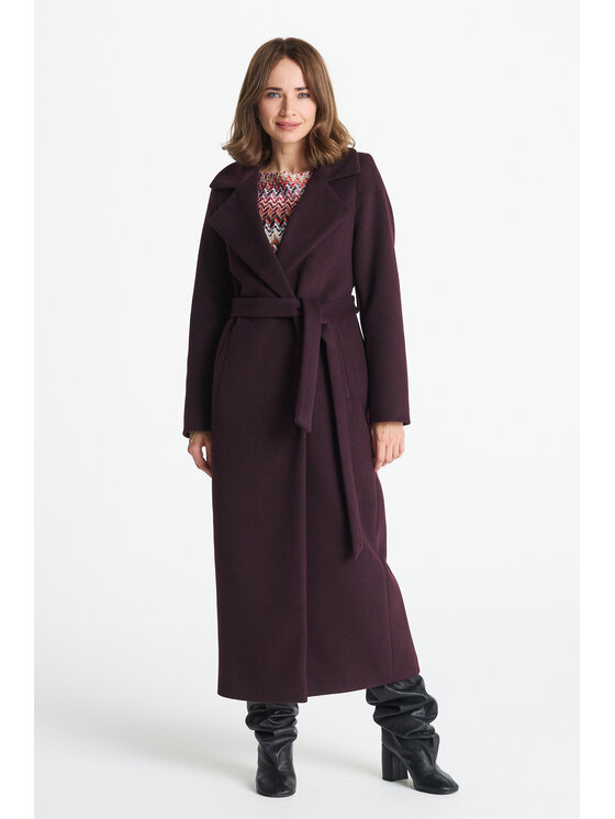 Salme Salme Płaszcz wełniany Verona maxi Fioletowy Regular Fit