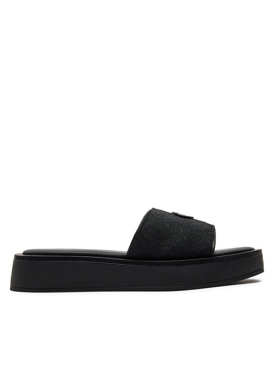 Şlapi Calvin Klein Flatform Slide Relock Mono Jacq HW0HW01488 Negru