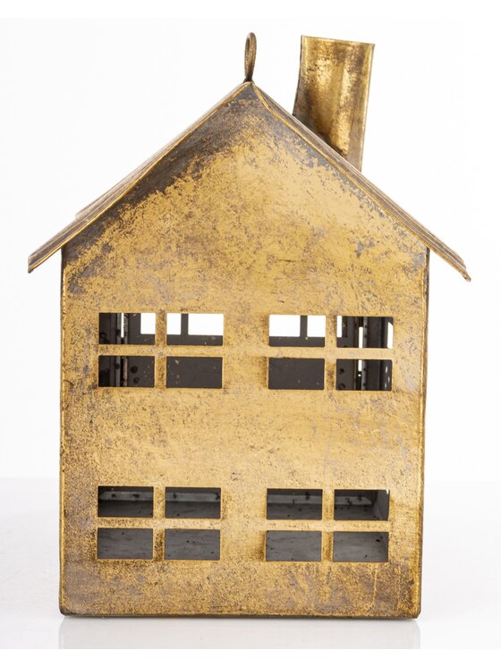 MIAhome MIAhome Lampion metalowy domek 21,5x24,5x15 cm MUOYA z szerokimi drzwiczkami Złoty
