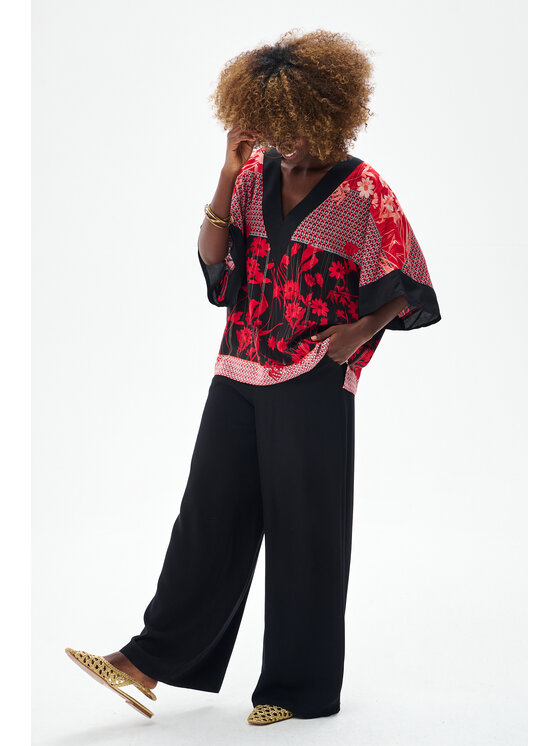 blue shadow blue shadow Bluzka Usayo Czerwony Regular Fit