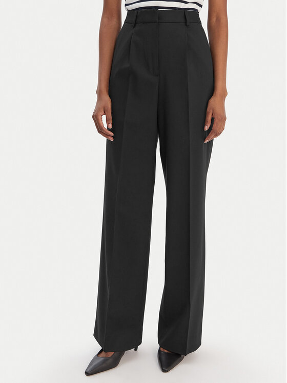 Tommy Hilfiger Tommy Hilfiger Текстилни панталони Timeless WW0WW48801 Черен Wide Leg