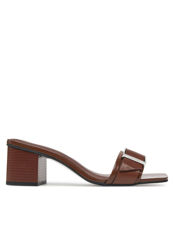 Calvin Klein Calvin Klein Şlapi Heel Mule 50 W/Buckle - Lth HW0HW02478 Maro