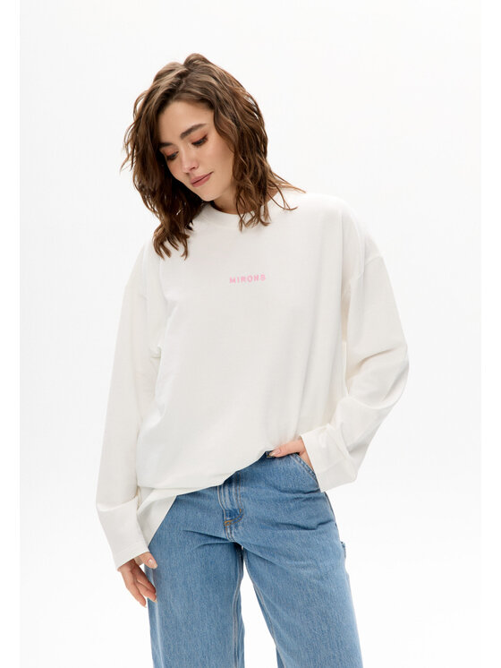 Mirons Mirons Longsleeve Print Biały Oversize