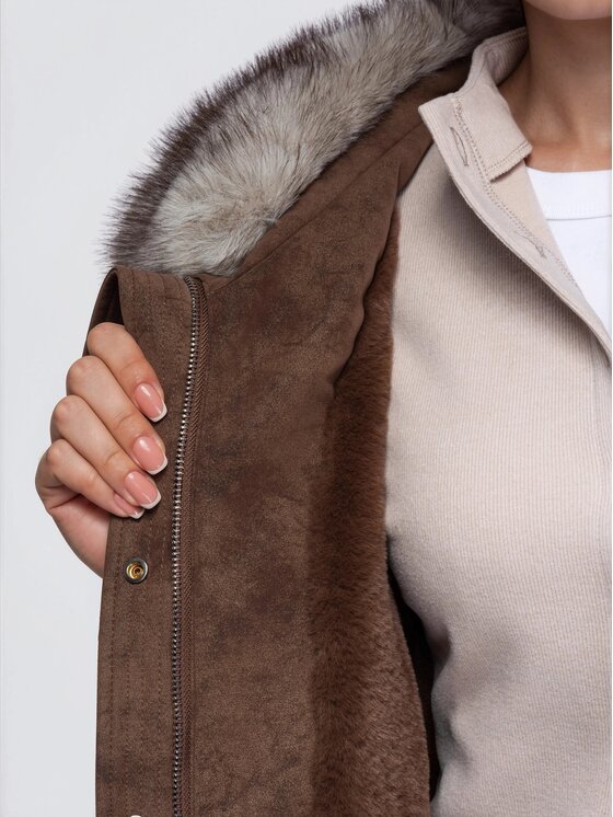 Ombre Ombre Bunda bomber OW-JT-E0008 Tmavě hnědá Relaxed Fit