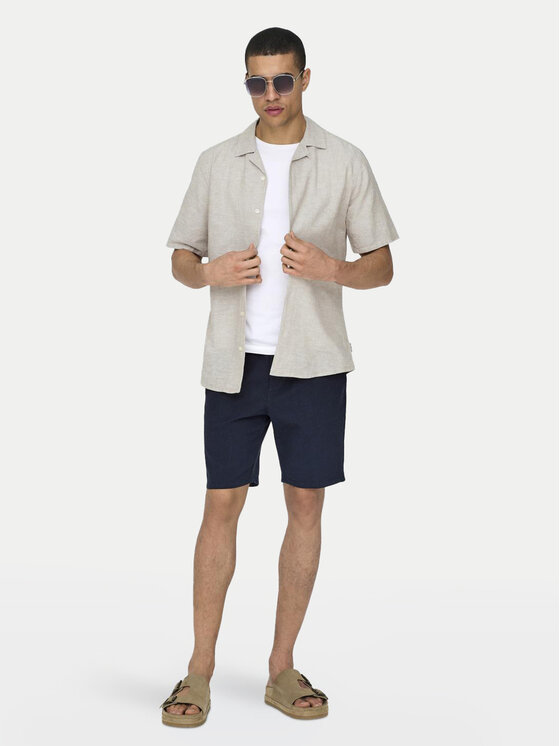 Only & Sons Only & Sons Marškiniai Caiden 22025116 Smėlio Slim Fit