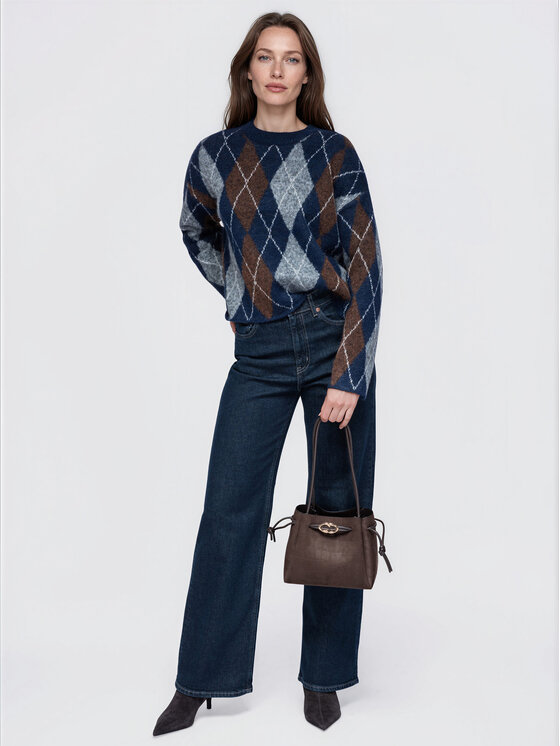 Ombre Ombre Svetr OW-SW-E0054 Tmavomodrá Relaxed Fit