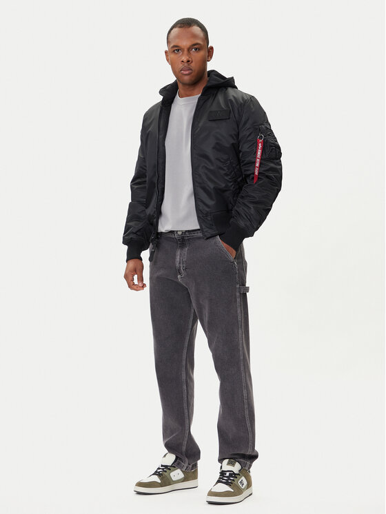 Alpha Industries Alpha Industries Μπόμπερ μπουφάν MA-1 Zip Hood Back Print 128113 Μαύρο Regular Fit