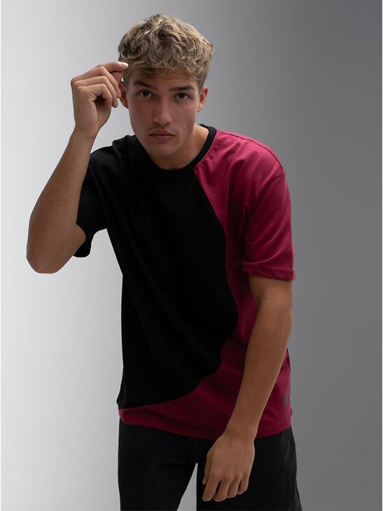 Good Luck Good Luck T-Shirt Koszulka Męska Z Krótkim Rękawem Oversize Czarna / Bordowa GOOD LUCK Loopy M Czarny Regular Fit