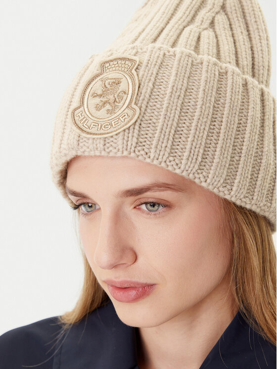 Tommy Hilfiger Tommy Hilfiger Cepure Th Crest Fluffy AW0AW18210 Écru