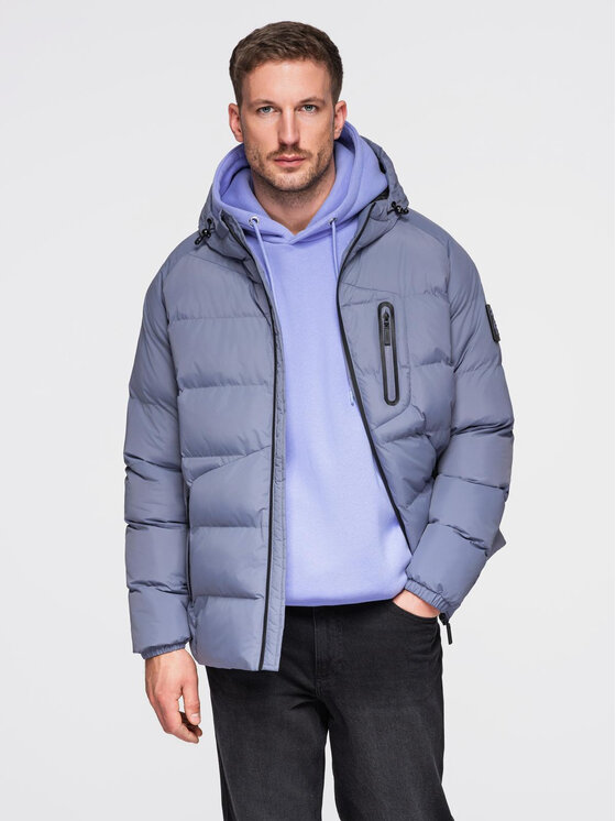 Ombre Ombre Kurtka zimowa OM-JAHP-0302 Fioletowy Regular Fit