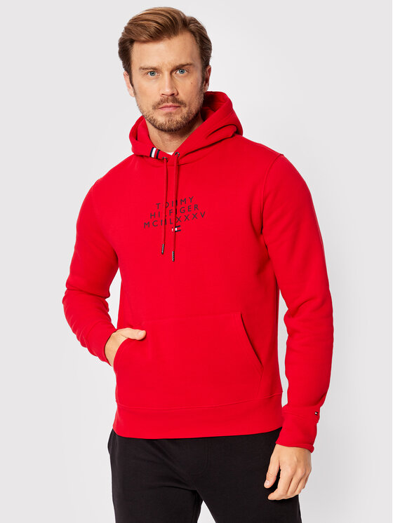 Sweat à capuche logo primary rouge homme - Tommy Hilfiger