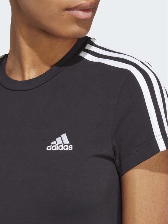 adidas adidas Každodenné šaty Essentials 3-Stripes Tee Dress IC8785 Čierna Fitted Fit