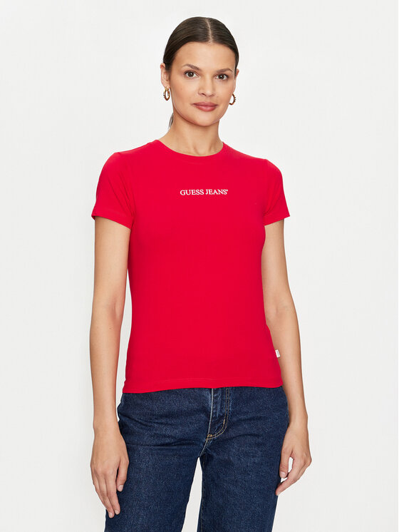 Guess Jeans Guess Jeans T-Shirt W4YI01 J1314 Κόκκινο Slim Fit