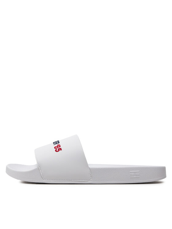 Black and white tommy hilfiger slides online