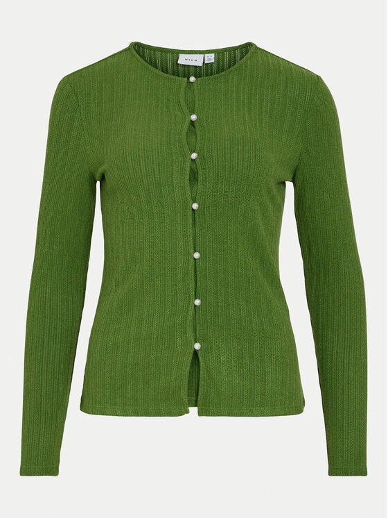 Vila Vila Pletena jopica Dalena 14102368 Zelena Slim Fit