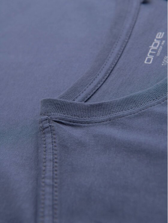 Ombre Ombre T-Shirt OM-TSBS-0236 Niebieski Regular Fit
