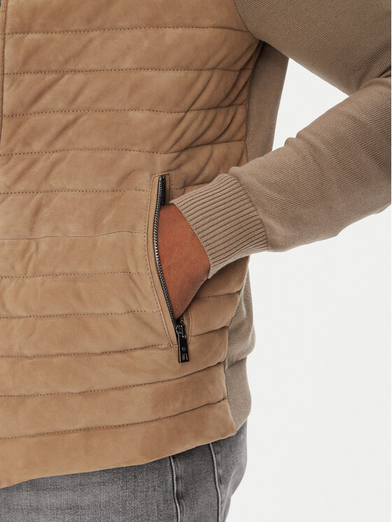Milestone Milestone Кожено яке MSTurner 531624 60705 Бежов Regular Fit