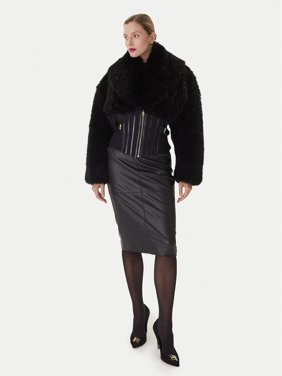 Elisabetta Franchi Elisabetta Franchi Sukňa z imitácie kože GO-145-57E2 Čierna Regular Fit