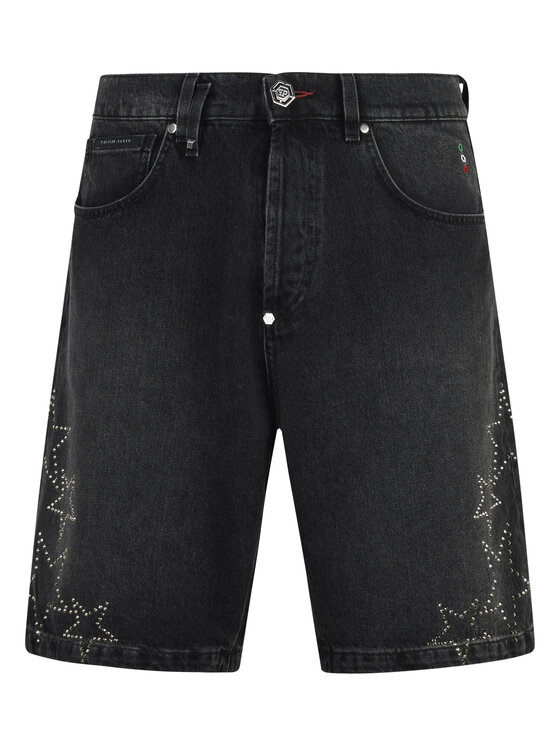 PHILIPP PLEIN PHILIPP PLEIN Szorty jeansowe 29786 Czarny Regular Fit