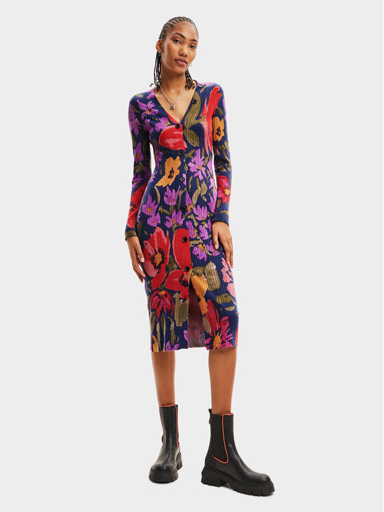 Desigual Desigual Vsakodnevna obleka 23WWVF13 Pisana Slim Fit