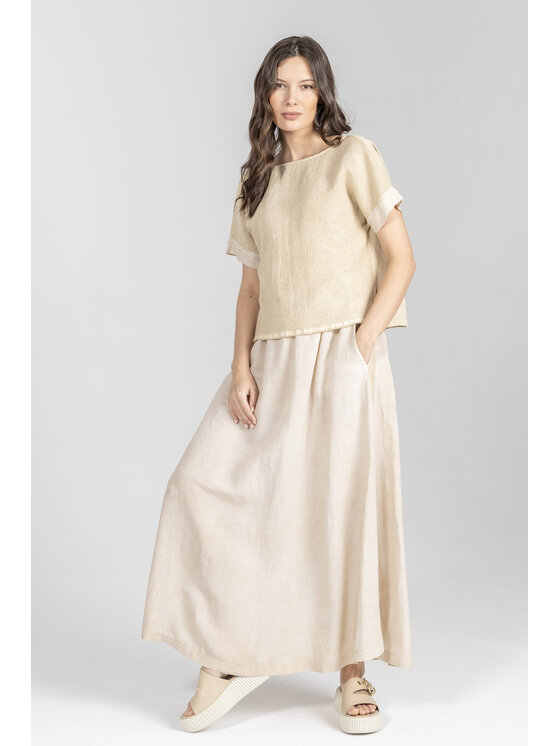 Deni Cler Milano Deni Cler Milano Bluzka T-DC-1238-F2-10-12-1 Beżowy Loose Fit