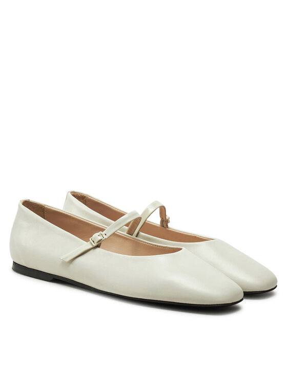 Calvin Klein Calvin Klein Balerinke Mary Jane Ballerina - Lth HW0HW02307 Écru