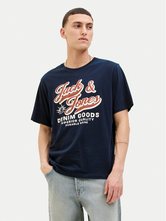 Jack & Jones Jack & Jones T-Shirt Logo 12279535 Granatowy Standard Fit