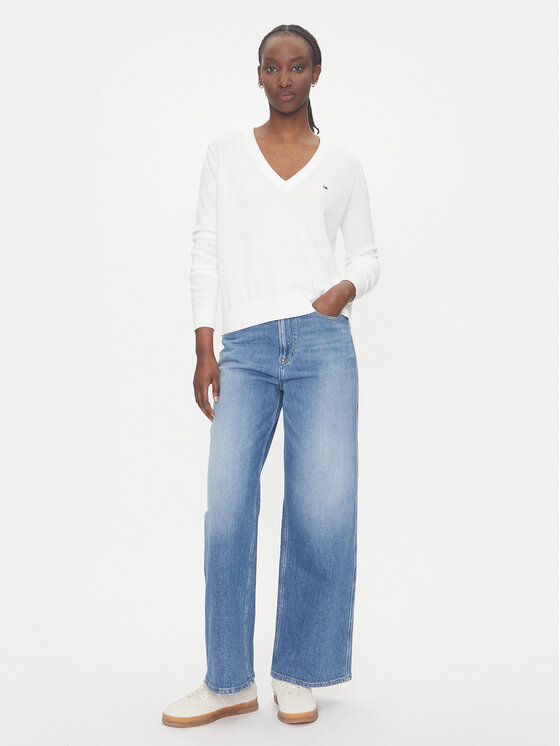 Tommy Jeans Tommy Jeans Πουλόβερ Essential DW0DW19888 Λευκό Regular Fit