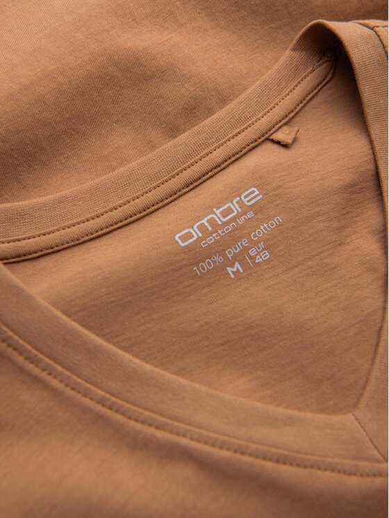 Ombre Ombre T-Shirt OM-TSBS-0145 Brązowy Regular Fit
