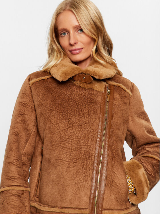 Maryley Maryley Kożuch 23IB808/7ZCU Brązowy Regular Fit